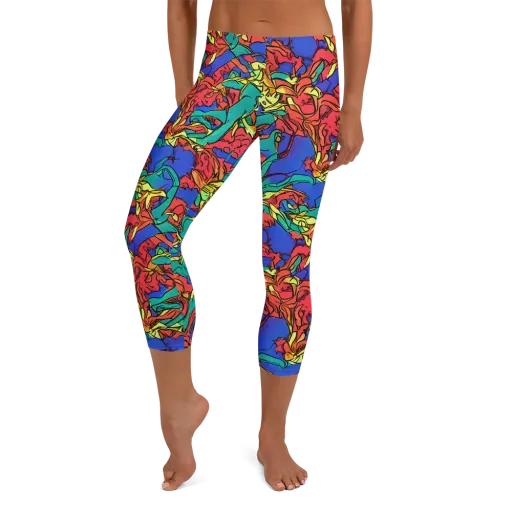 Vivid Bloomstorm on a Capri Leggings