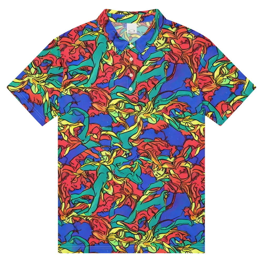 Vivid Bloomstorm on Men's Slim Fit Polo Shirt — Front