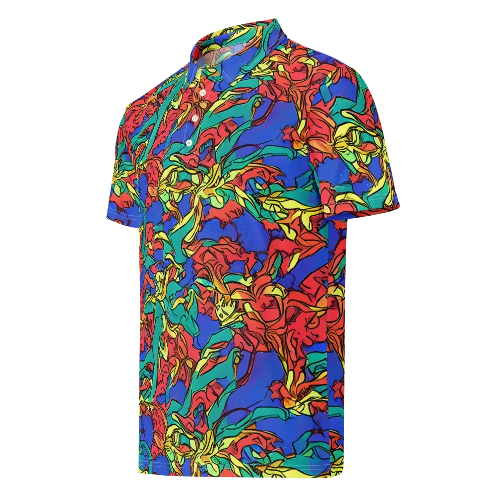 Vivid Bloomstorm on Men's Slim Fit Polo Shirt — Left Front