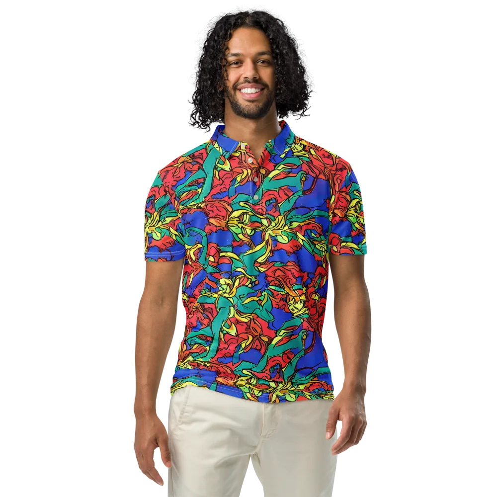 Vivid Bloomstorm on Men's Slim Fit Polo Shirt — Front