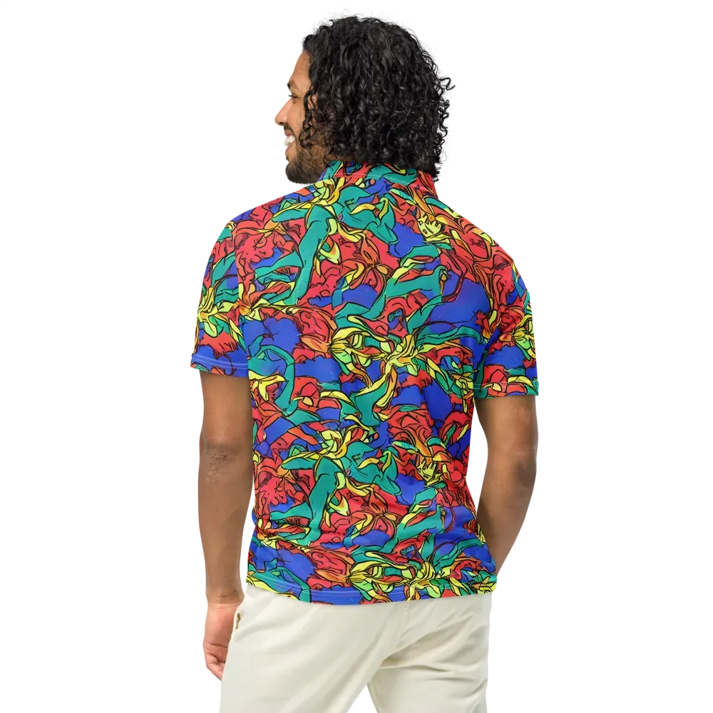 Vivid Bloomstorm on Men's Slim Fit Polo Shirt — Back