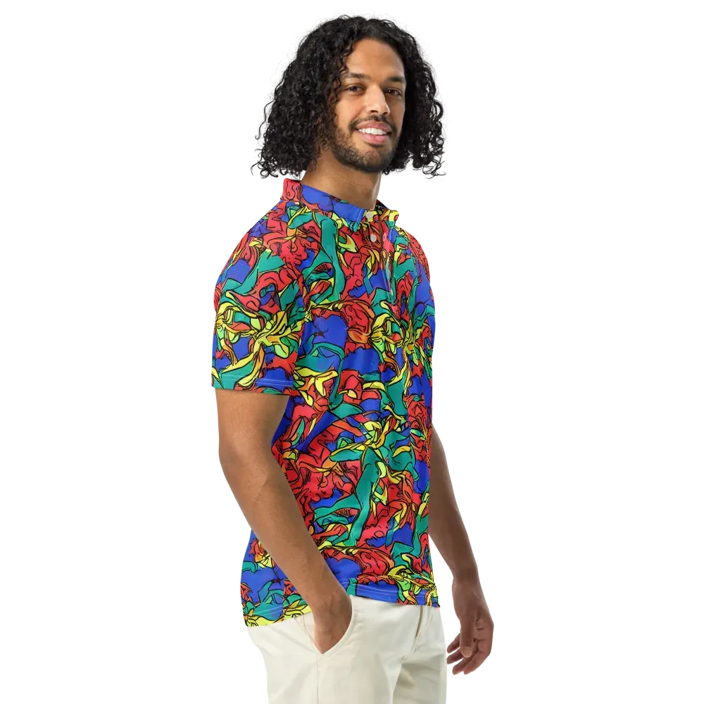 Vivid Bloomstorm on Men's Slim Fit Polo Shirt — Right Front