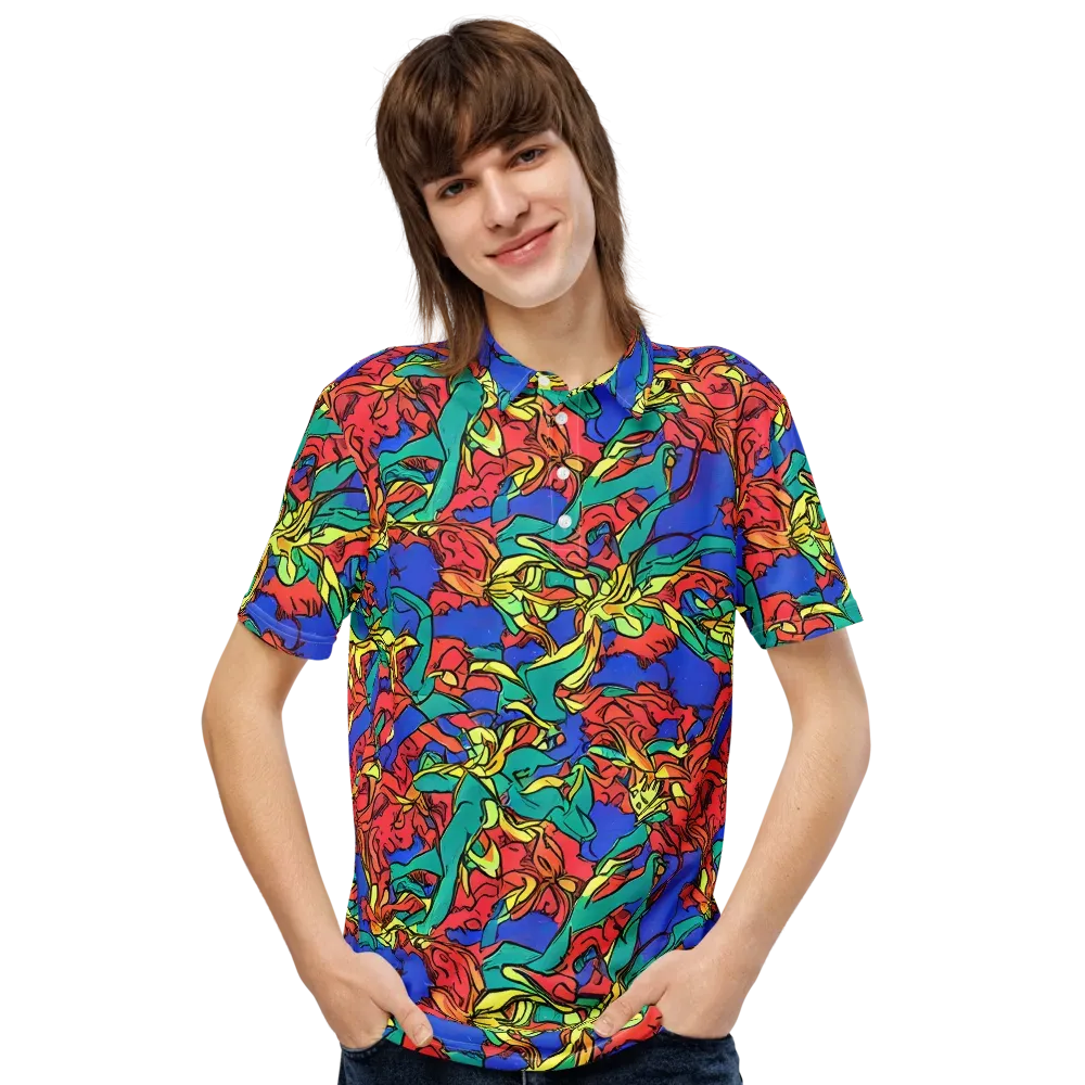 Vivid Bloomstorm on Men's Slim Fit Polo Shirt — Front