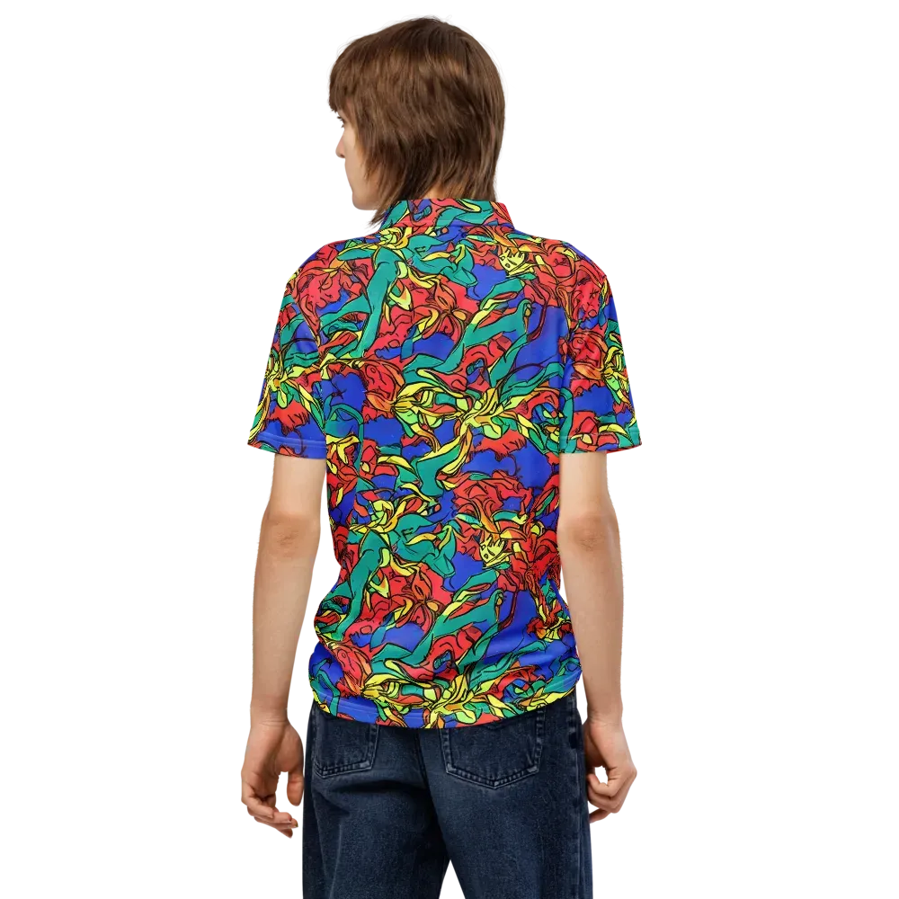 Vivid Bloomstorm on Men's Slim Fit Polo Shirt — Back