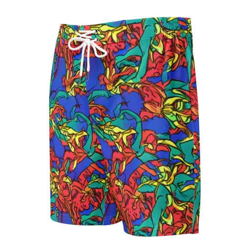 Vivid Bloomstorm on a Men's Board Shorts