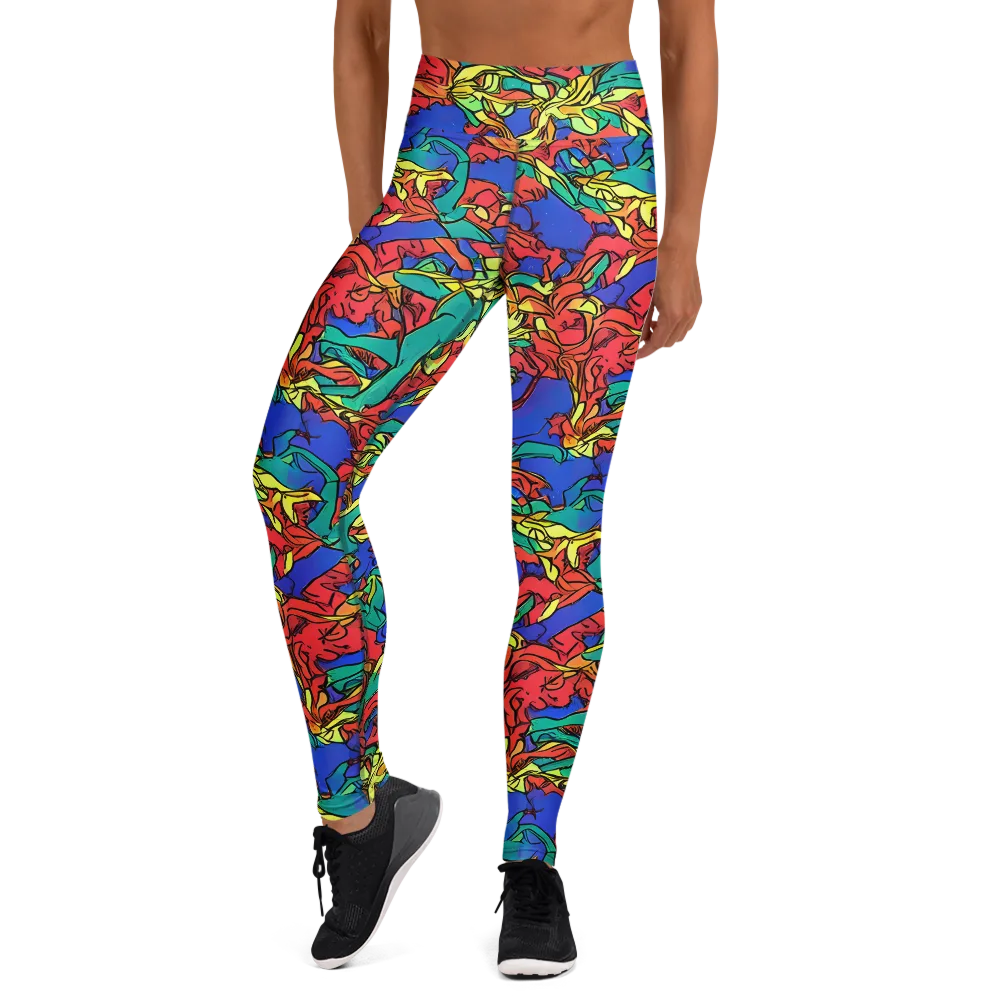 Vivid Bloomstorm on Yoga Leggings — Front