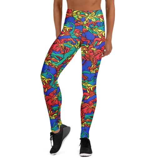 Vivid Bloomstorm on a Yoga Leggings