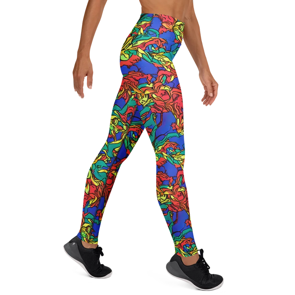 Vivid Bloomstorm on Yoga Leggings — Right
