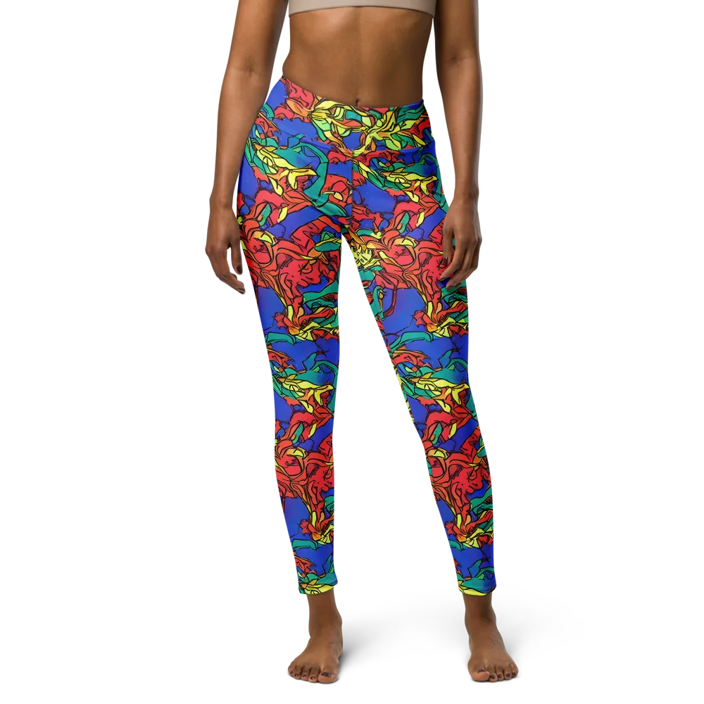 Vivid Bloomstorm on Yoga Leggings — Front