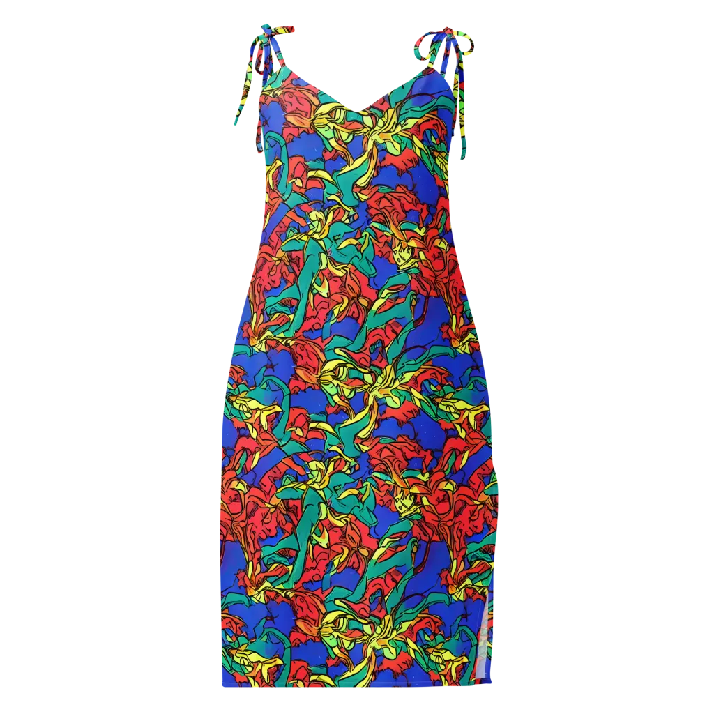 Vivid Bloomstorm on Slip Dress — Front