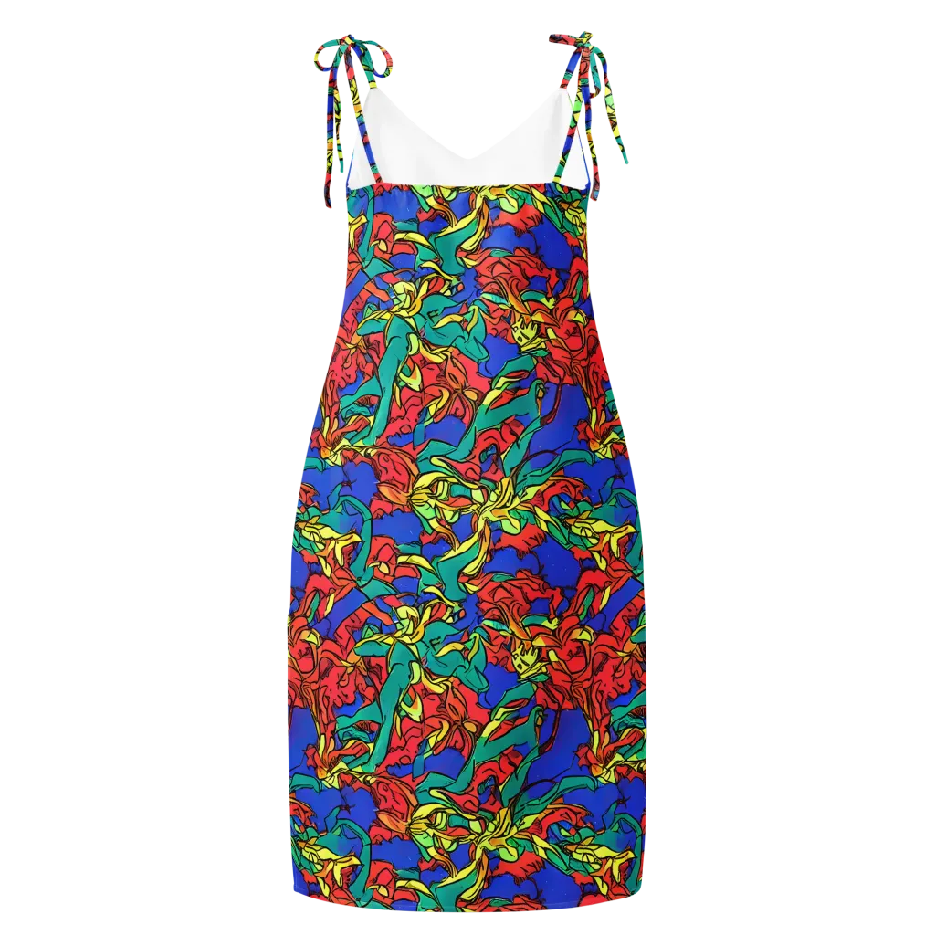 Vivid Bloomstorm on Slip Dress — Back