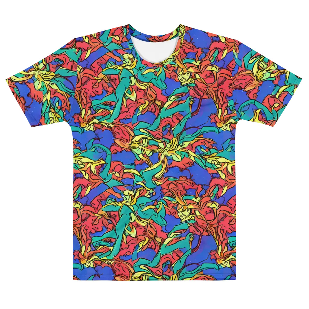 Vivid Bloomstorm on Men's Cotton Crew Neck T-Shirt — Front