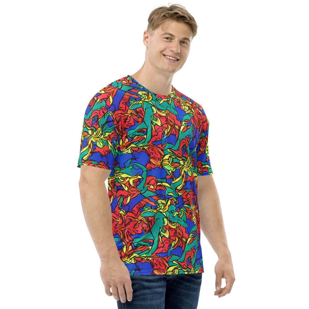 Vivid Bloomstorm on Men's Crew Neck T-Shirt — Right