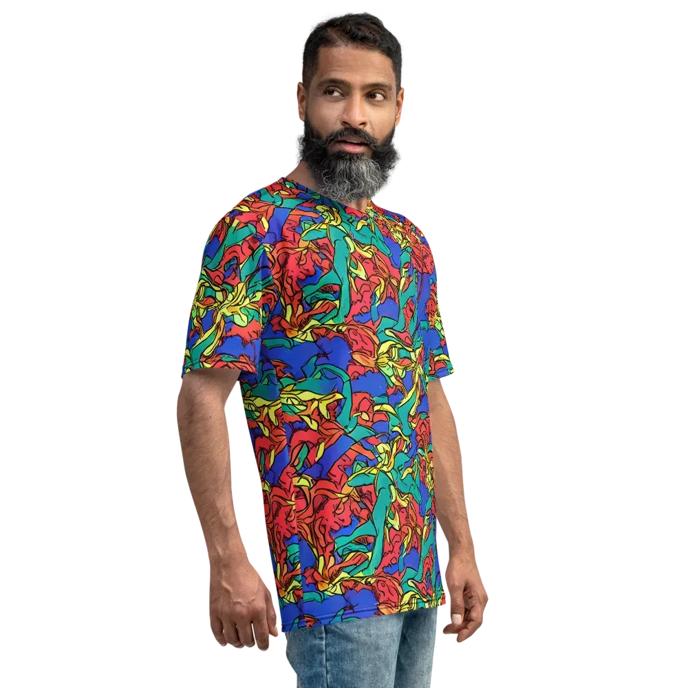 Vivid Bloomstorm on Men's Crew Neck T-Shirt — Right
