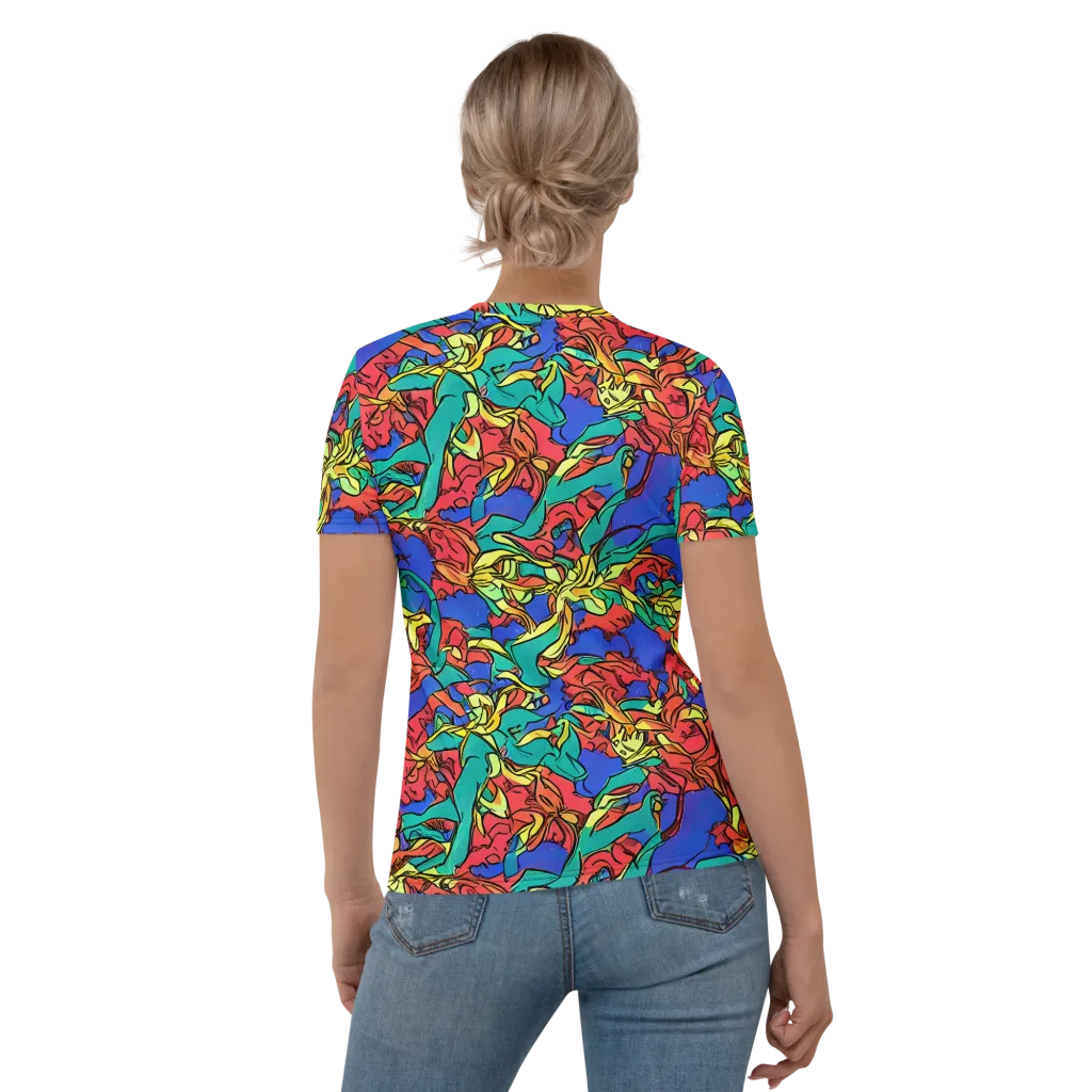 Vivid Bloomstorm on Women's Crew Neck T-Shirt — Back
