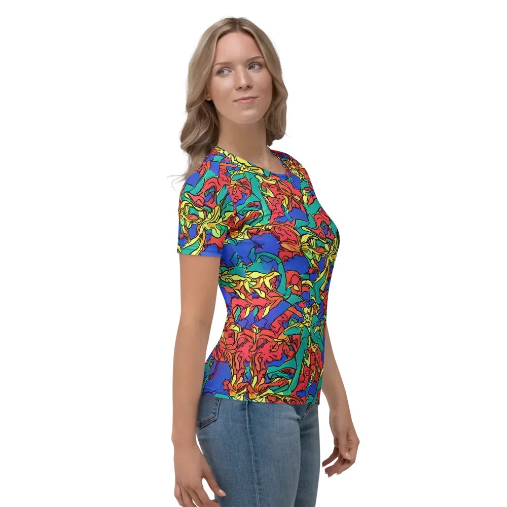Vivid Bloomstorm on Women's Crew Neck T-Shirt — Right