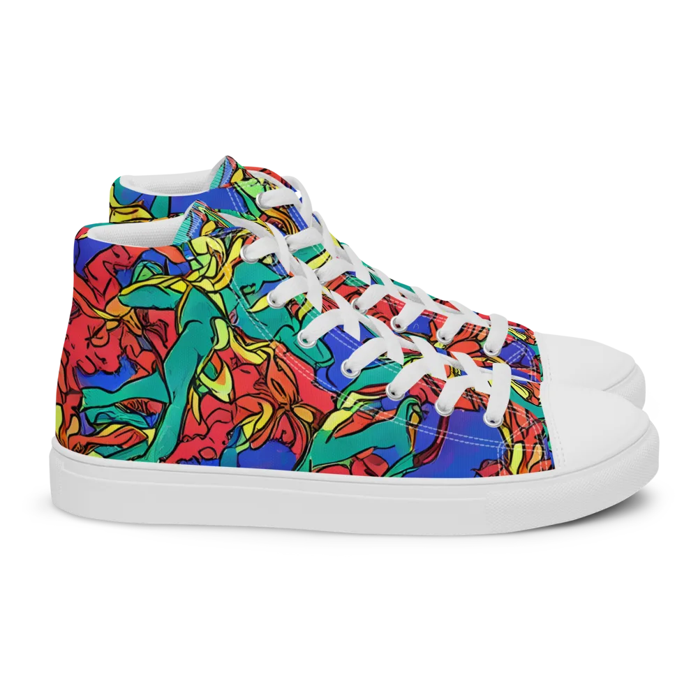 Vivid Bloomstorm on Women's High Top Canvas Shoes — Right