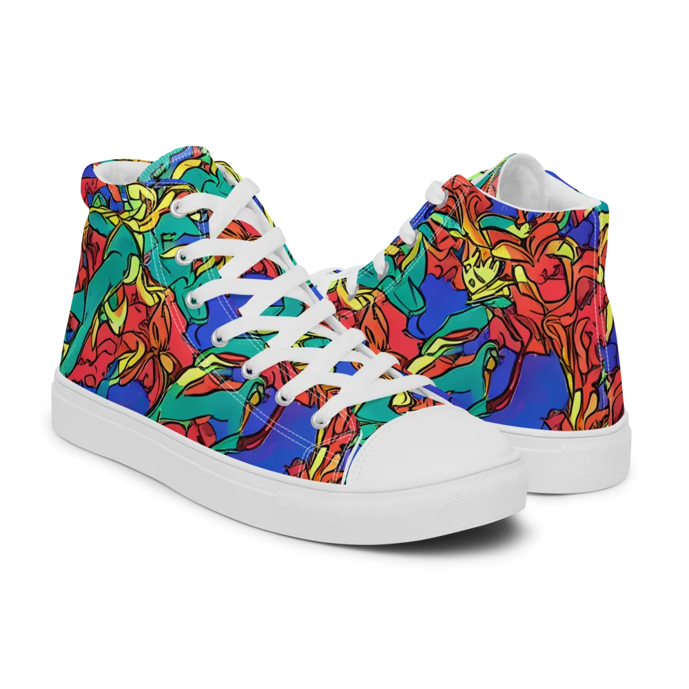 Vivid Bloomstorm on Women's High Top Canvas Shoes — Right