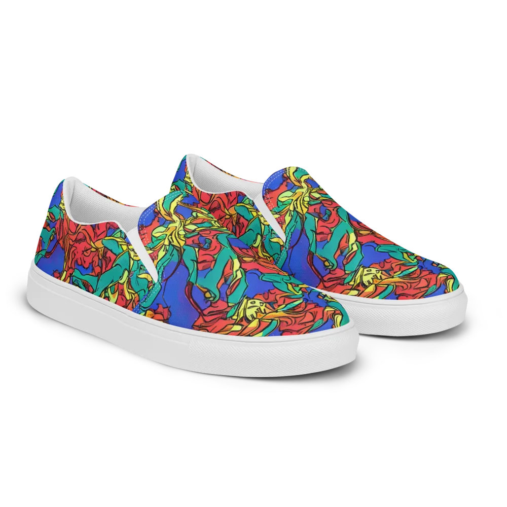 Vivid Bloomstorm on Men's Slip-On Canvas Shoes — Right Front