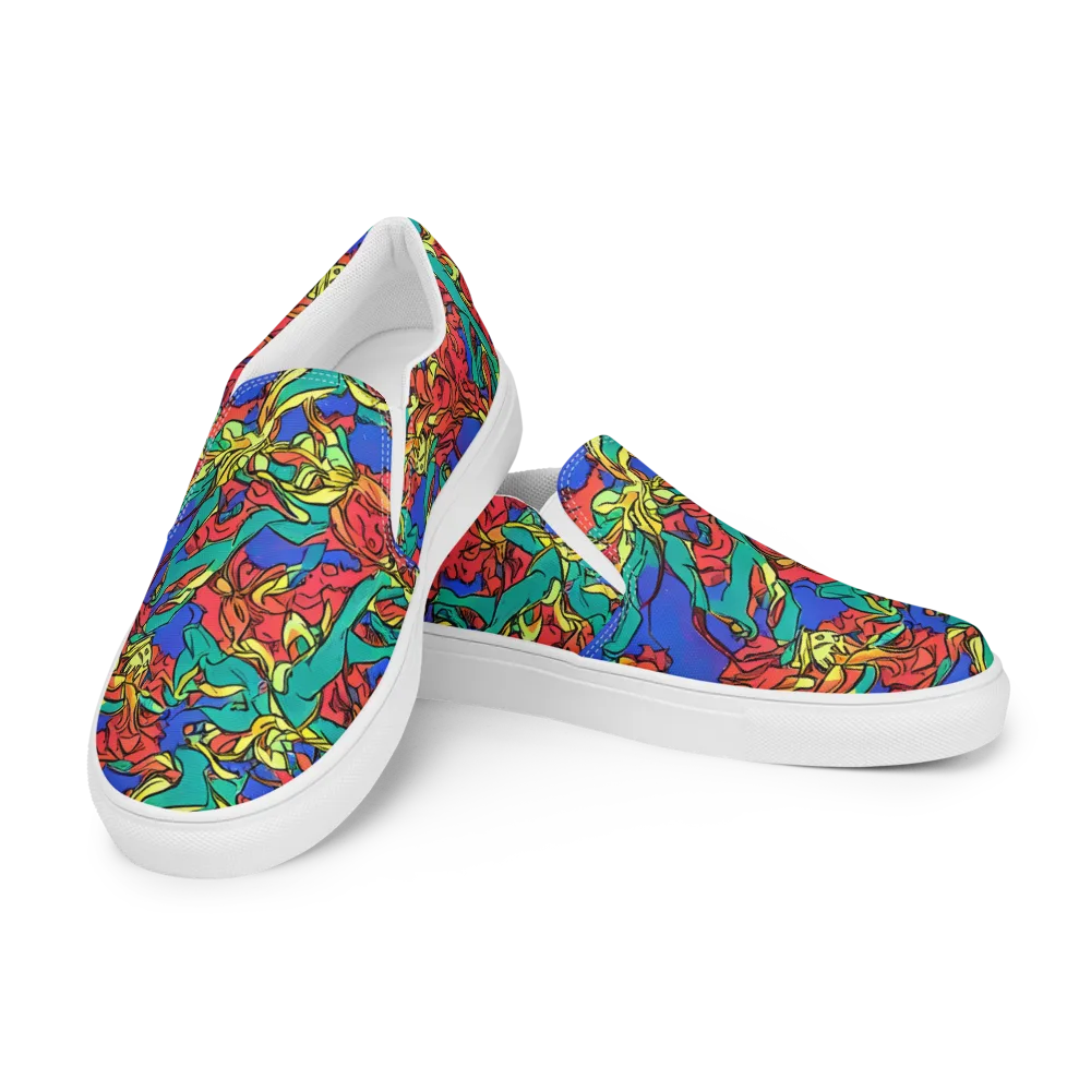 Vivid Bloomstorm on Men's Slip-On Canvas Shoes — Left Front