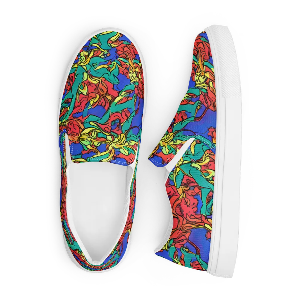 Vivid Bloomstorm on Men's Slip-On Canvas Shoes — Front