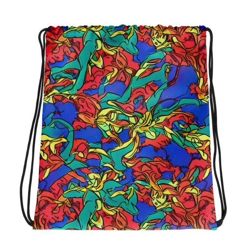 Vivid Bloomstorm on a Drawstring Bag