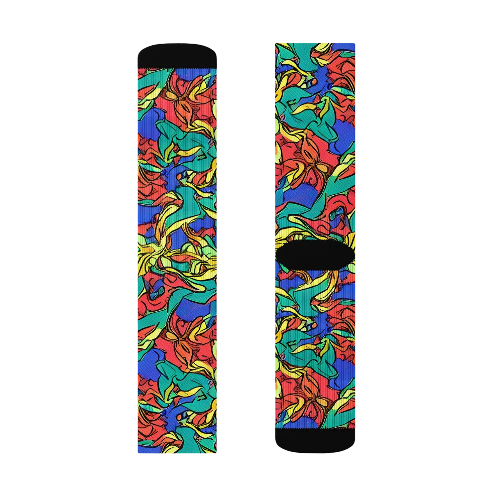 Vivid Bloomstorm on Socks — Left Sock
