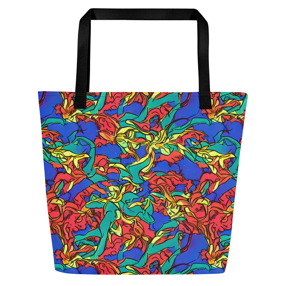 Vivid Bloomstorm on Large Tote Bag W/ Pocket — Front