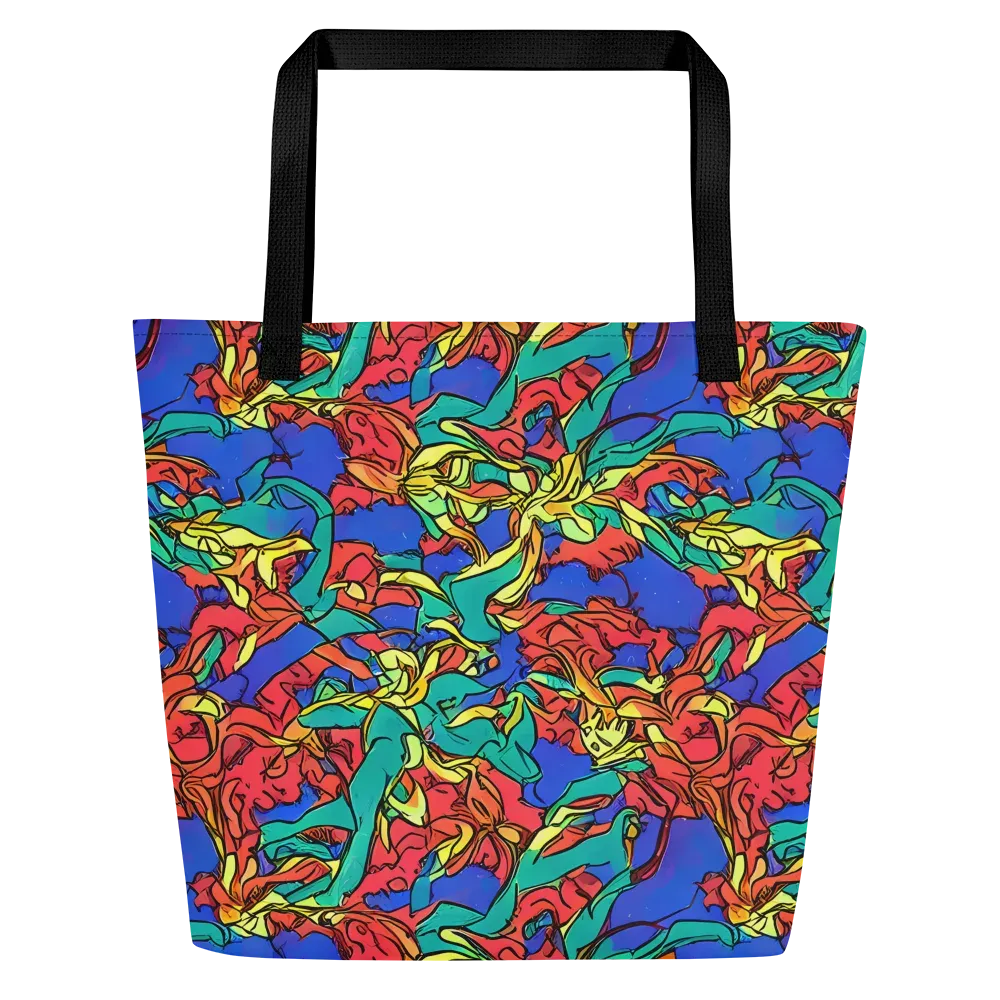 Vivid Bloomstorm on Large Tote Bag W/ Pocket — Front