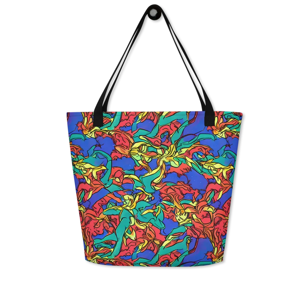 Vivid Bloomstorm on Large Tote Bag W/ Pocket — Front