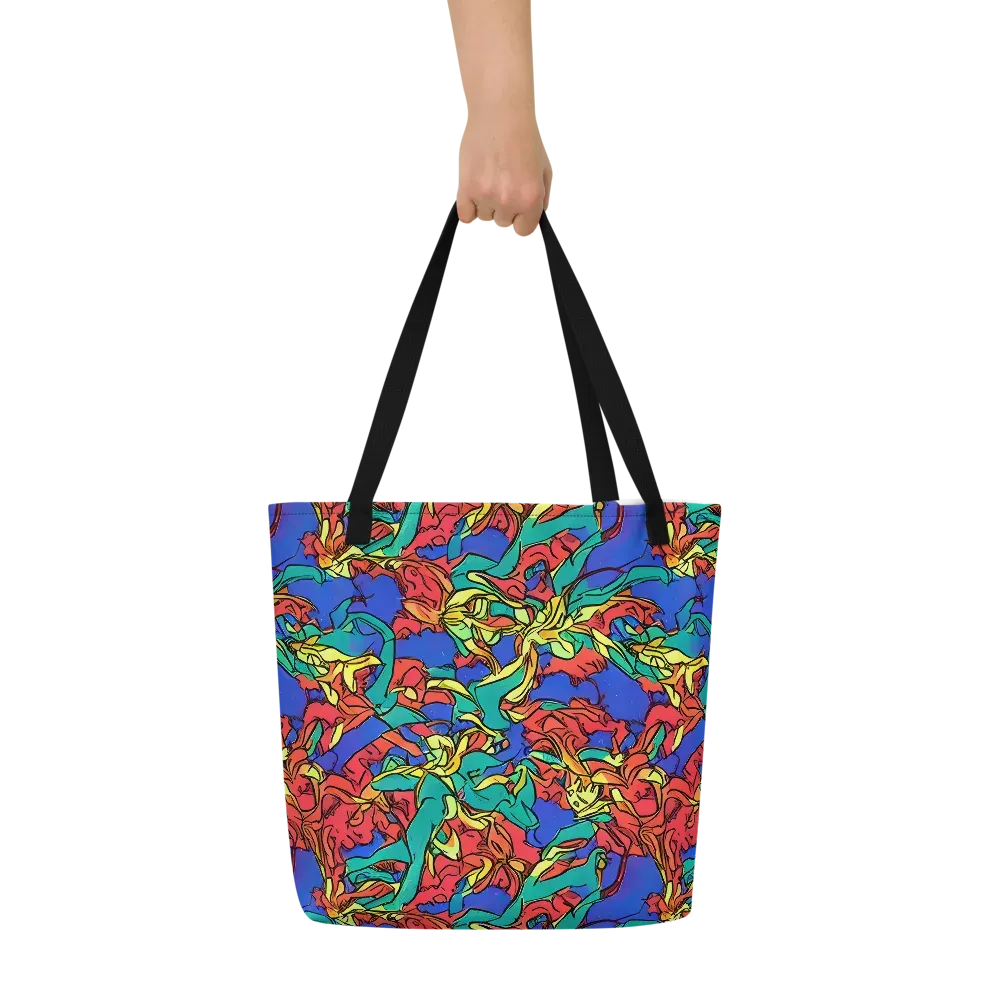 Vivid Bloomstorm on Large Tote Bag W/ Pocket — Front