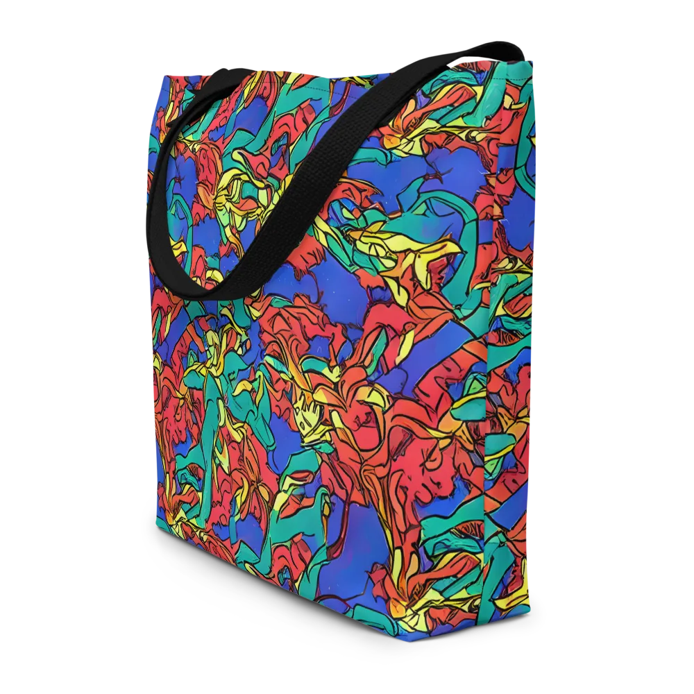 Vivid Bloomstorm on Large Tote Bag W/ Pocket — Front