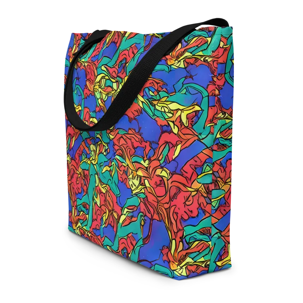 Vivid Bloomstorm on Large Tote Bag W/ Pocket — Front