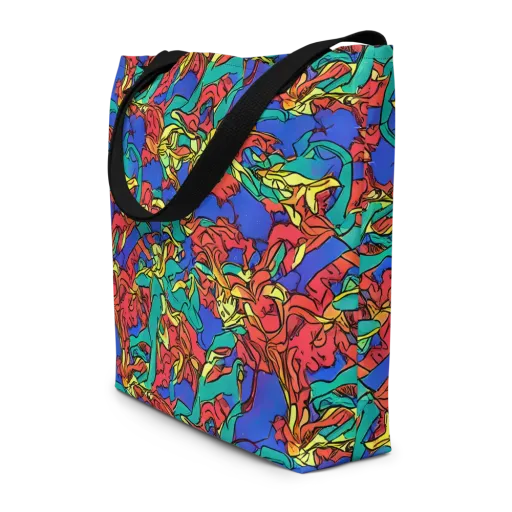 Vivid Bloomstorm on a Large Tote Bag W/ Pocket