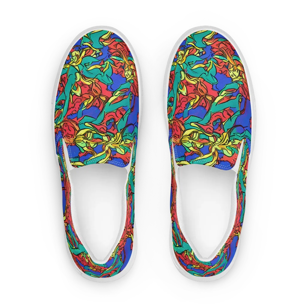 Vivid Bloomstorm on Women's Slip-On Canvas Shoes — Front