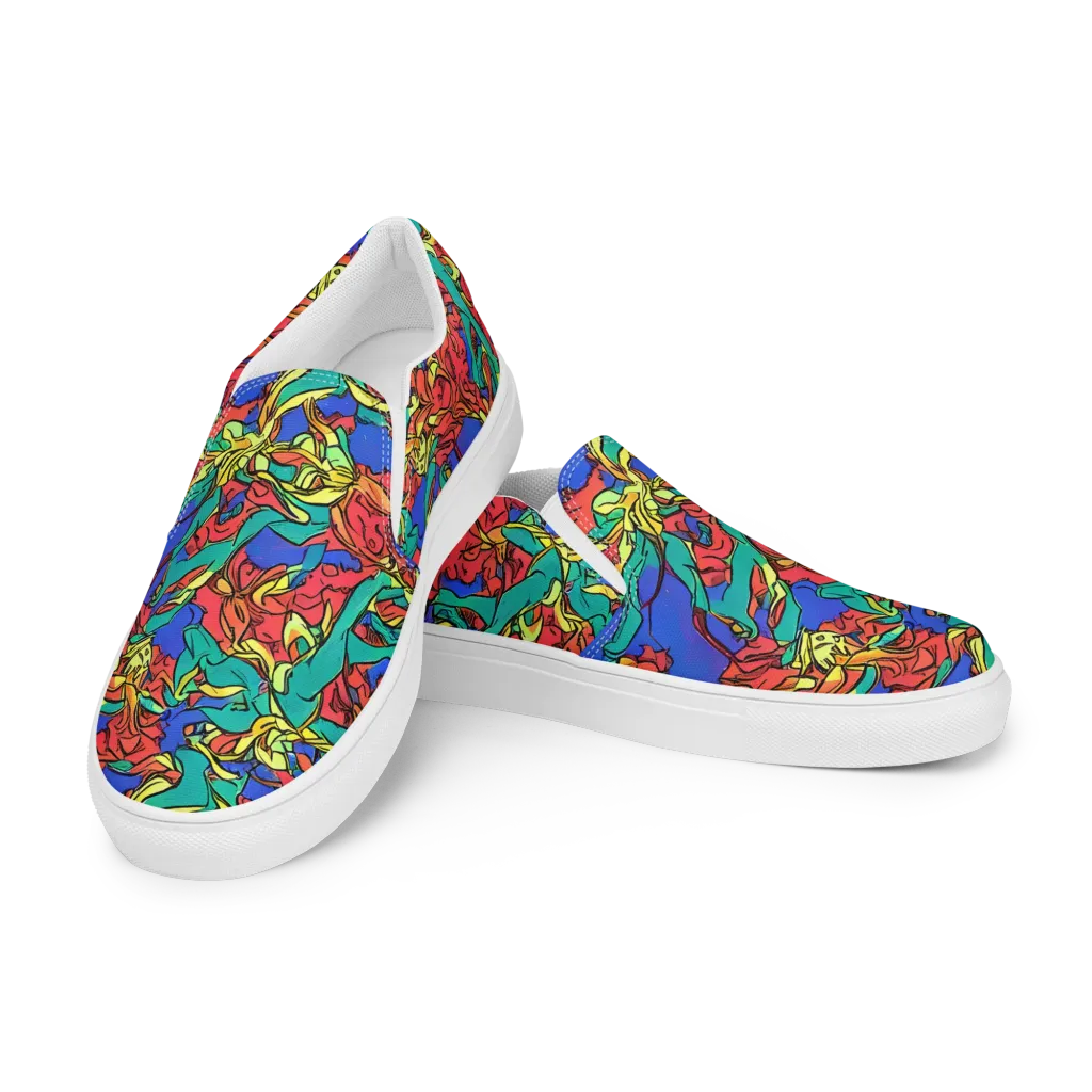 Vivid Bloomstorm on Women's Slip-On Canvas Shoes — Left Front