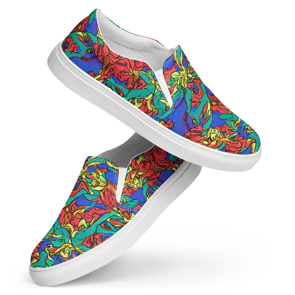 Vivid Bloomstorm on Women's Slip-On Canvas Shoes — Front