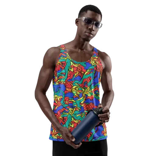 Vivid Bloomstorm on a Men's Tank Top