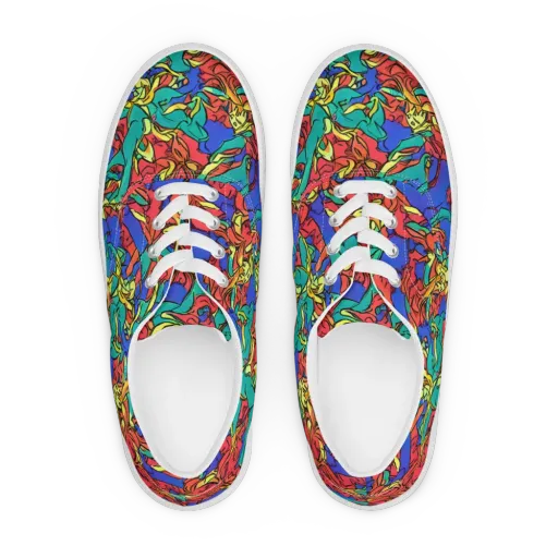 Vivid Bloomstorm on a Men's Lace-Up Canvas Shoes