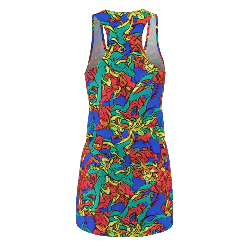 Vivid Bloomstorm on Racerback Dress — Back