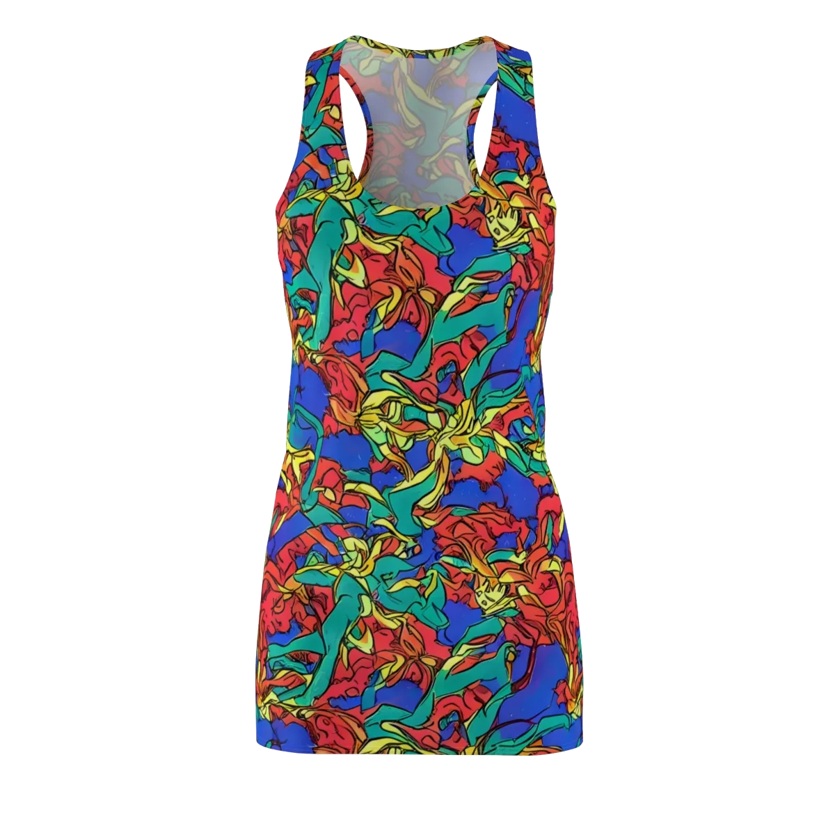 Vivid Bloomstorm on Racerback Dress — Front