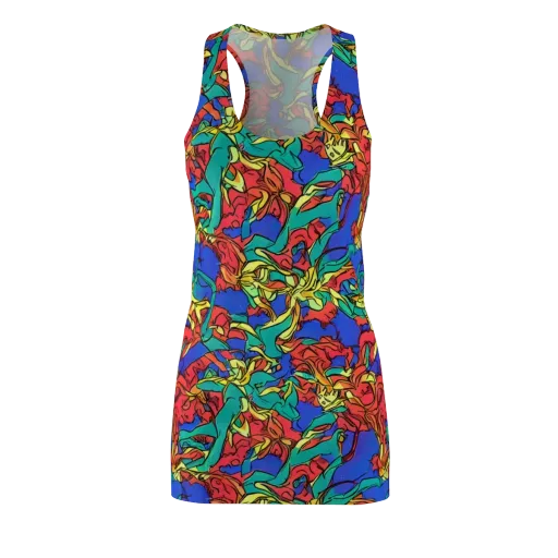 Vivid Bloomstorm on a Racerback Dress