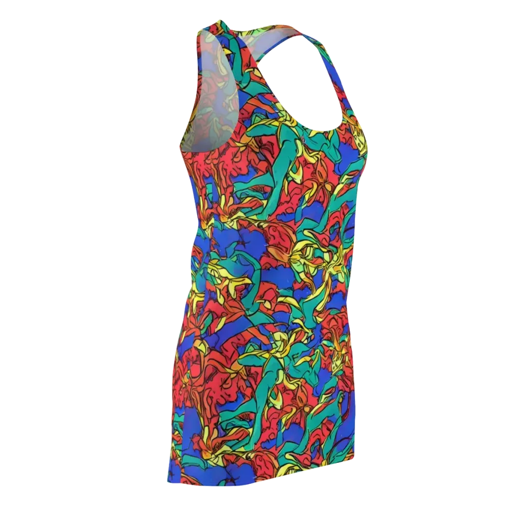 Vivid Bloomstorm on Racerback Dress — Front Side