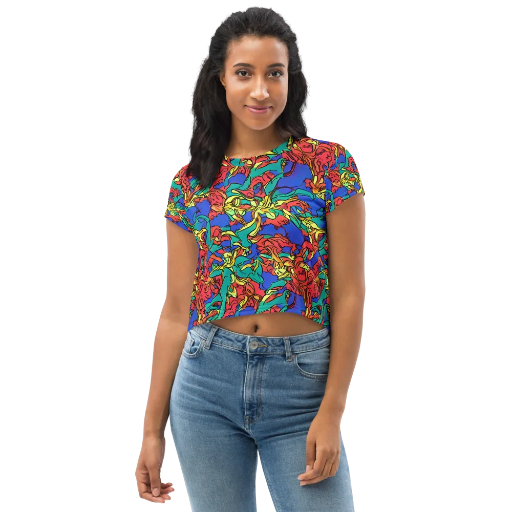 Vivid Bloomstorm on Crop Tee — Front