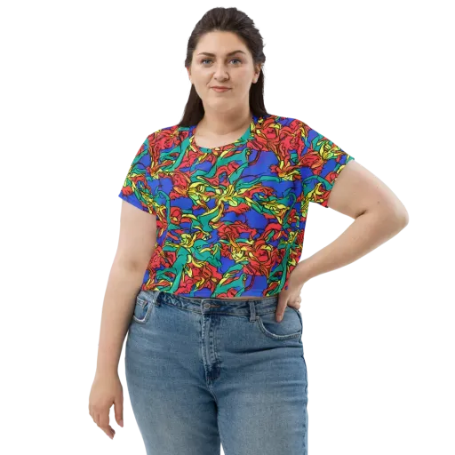 Vivid Bloomstorm on a Crop Tee