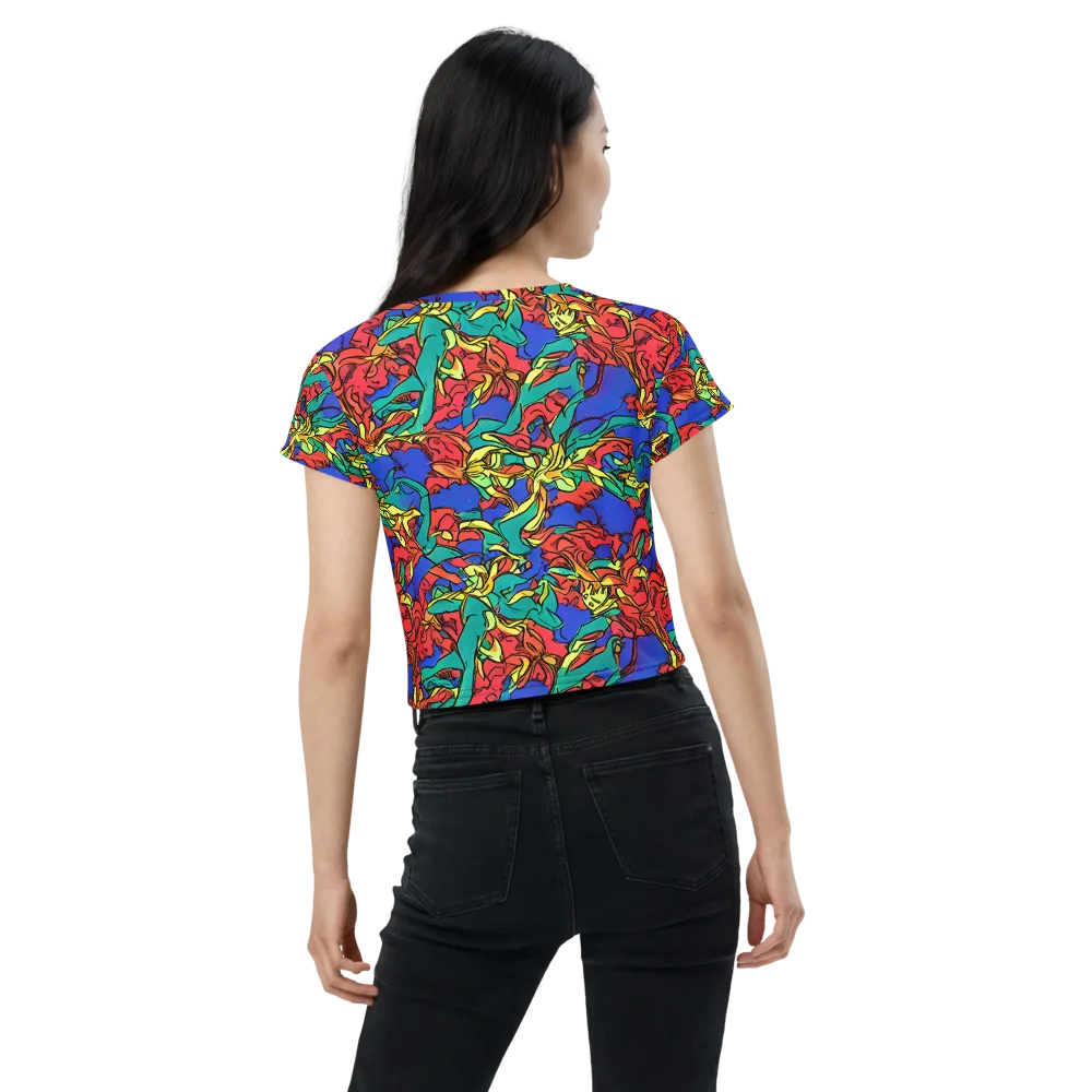 Vivid Bloomstorm on Crop Tee — Back