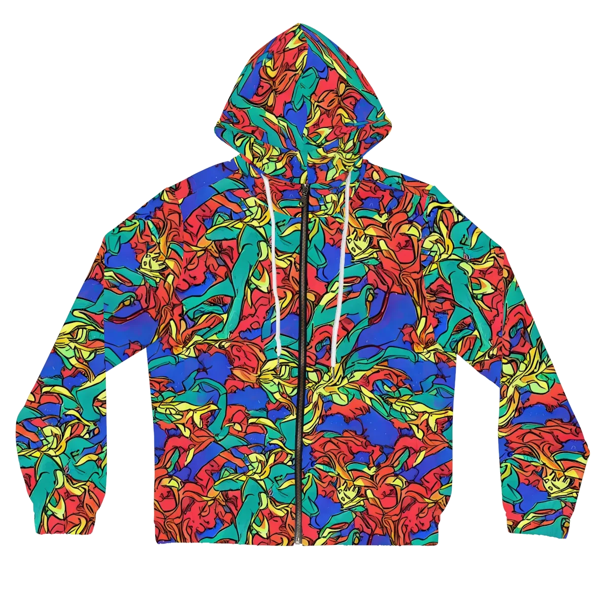 Vivid Bloomstorm on Women's Full-Zip Hoodie — Front