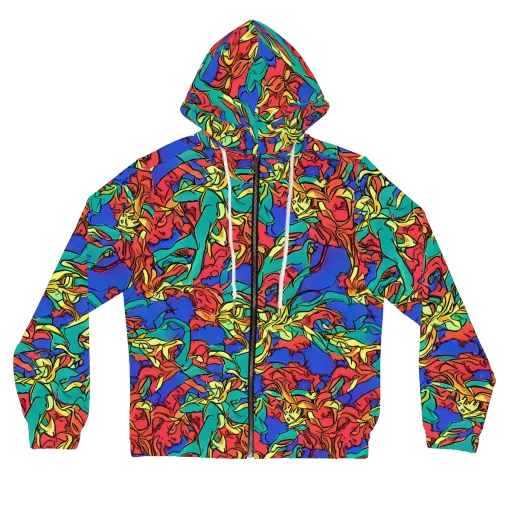 Vivid Bloomstorm on a Women's Full-Zip Hoodie