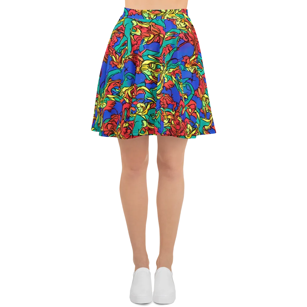 Vivid Bloomstorm on Skater Skirt — Front
