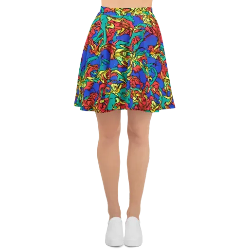 Vivid Bloomstorm on a Skater Skirt